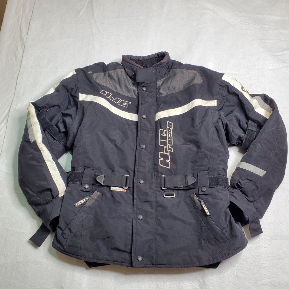 HJC Mens Motorcycle Jacket Black Reflective Padded Racing XL